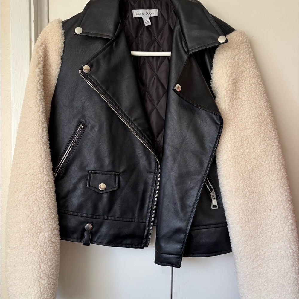 Black and Cream Leather Jacket
